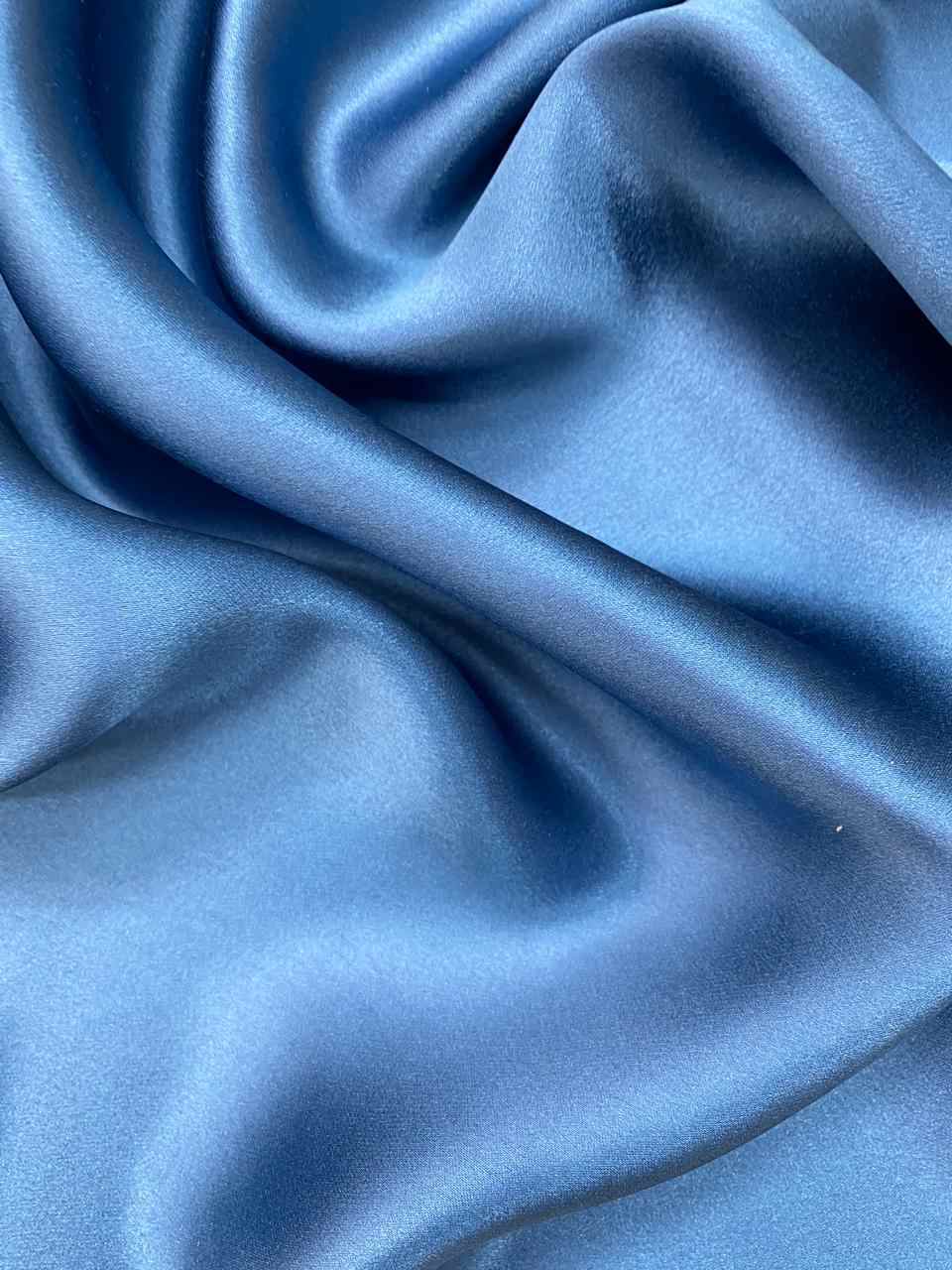 Шёлк атласный сине голубого цвета с эластаном