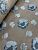 Ткань шёлк шифон на пудровом фоне серебристо серые розочки