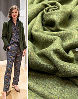 Ткань костюмная шерсть -твид зелено- оливкового цвета