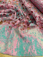 Ткань кружево макраме цвета светлой фуксии в стиле Valentino