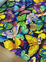 Ткань трикотаж джерси вискозный с ярким принтом бабочек