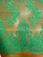 Ткань кружево кордовое зелёного цвета шириной 1,15м