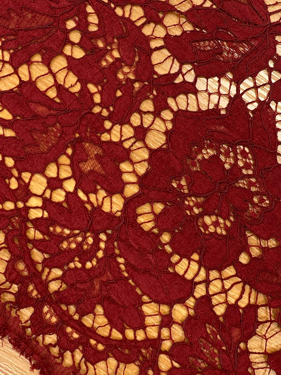 Ткань кружево кордовое цвета бордо шириной 95см