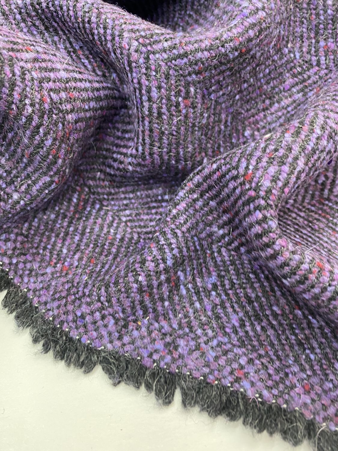 Ткань шерсть цвет фиолетовый меланжевый в ёлочку