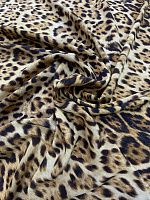 Ткань шёлковая крепдешин с принтом леопарда