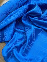 Ткань атласная формодержащая цвет синий с коронами 