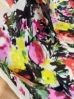 Ткань шифон шёлк со стилизованным цветочным рисунком