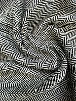 Ткань Твид Шанель в ёлочку черно белого цвета