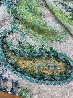 Ткань шёлк фактурный в стиле Etro в зелёно бирюзовом цвете