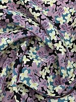Ткань шёлк крепдешин с сиреневыми цветочками в стиле Valentino