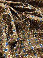 Ткань шёлк цветной без эластана с рисунком пейсли