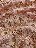 Ткань кружево макраме кораллового цвета шириной 1,15м