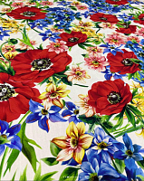 Ткань шелк натуральный яркими цветами
