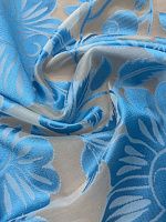 Ткань шёлк органза деворе с голубыми стилизованными цветами