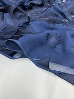 Ткань шёлковая деворе тёмно синего цвета