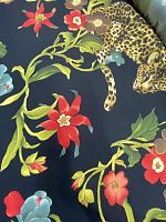 Ткань шёлк с эластаном с тиграми и цветами в стиле Dolce Gabbana