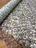 Ткань шитьё на органзе цветным цветочным мелким рисунком