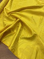 Ткань атласная формодержащая жёлтая с коронами Дольче Габбана
