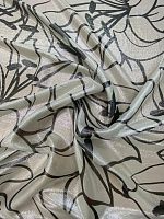 Ткань шёлк без эластана с метализированной нитью в чёрно белом цвете
