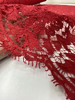 Ткань кружево кордовое красного цвета шириной 0,90м в стиле Valentino