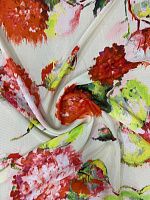 Ткань шёлк шифон со стилизованными цветами без эластана
