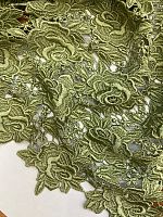 Ткань кружево макраме оливкого цвета шириной 90см